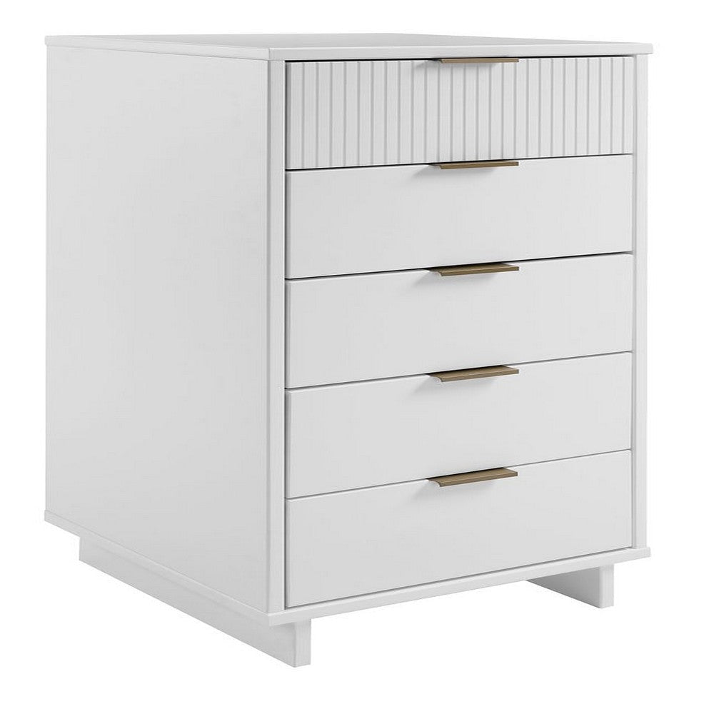 Granville Tall 23.62’’ Modern Narrow Dresser with 5 Full Extension Drawers in White MHC-DR-5001