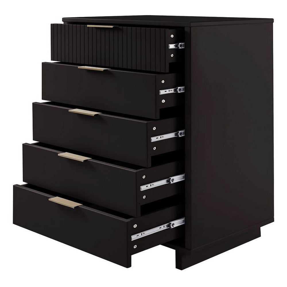 Granville Tall 23.62’’ Modern Narrow Dresser with 5 Full Extension Drawers in Black MHC-DR-5002
