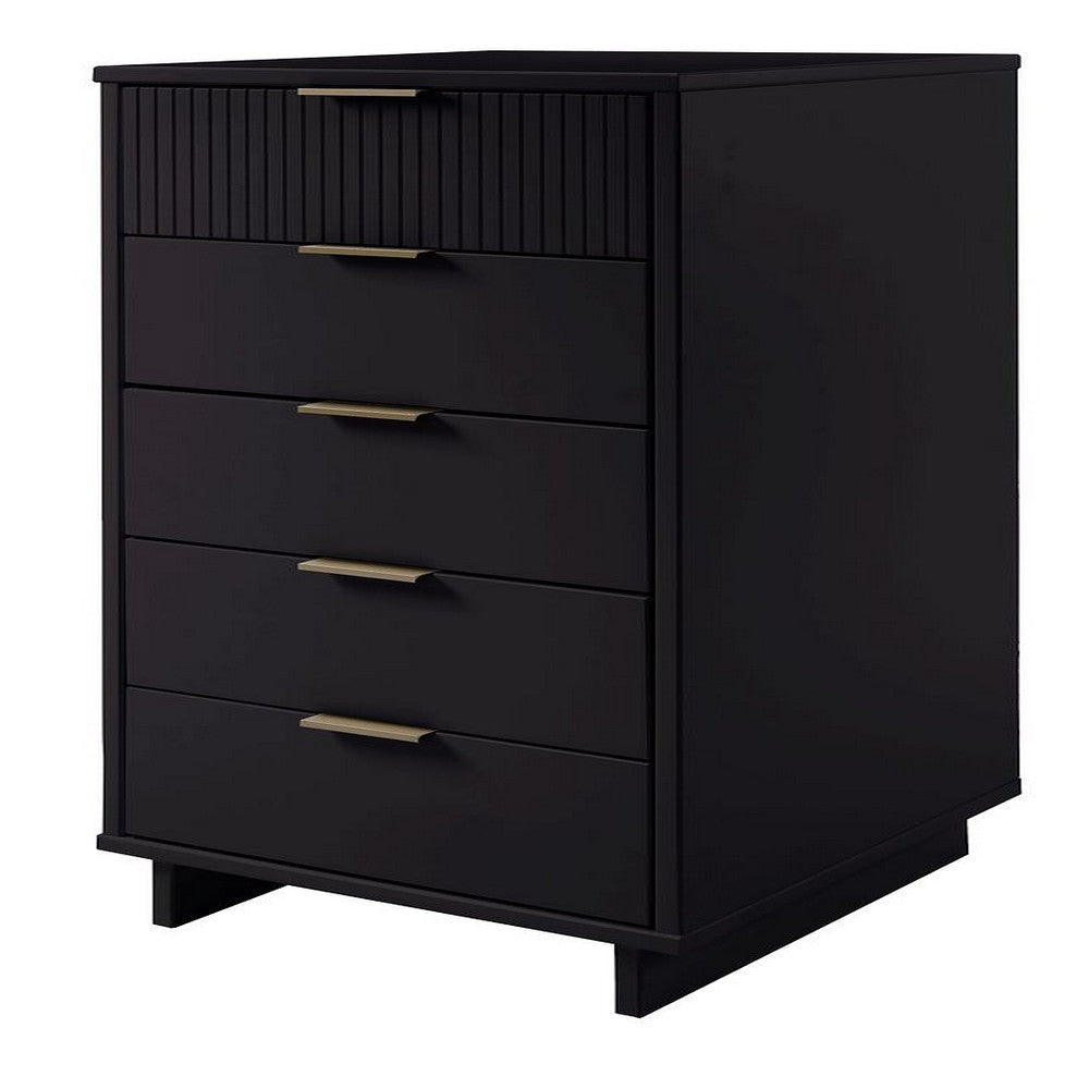 Granville Tall 23.62’’ Modern Narrow Dresser with 5 Full Extension Drawers in Black MHC-DR-5002