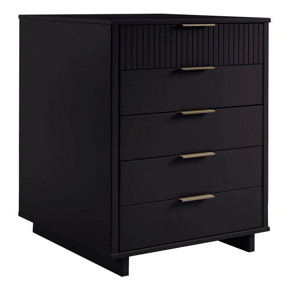 Granville Tall 23.62’’ Modern Narrow Dresser with 5 Full Extension Drawers in Black MHC-DR-5002