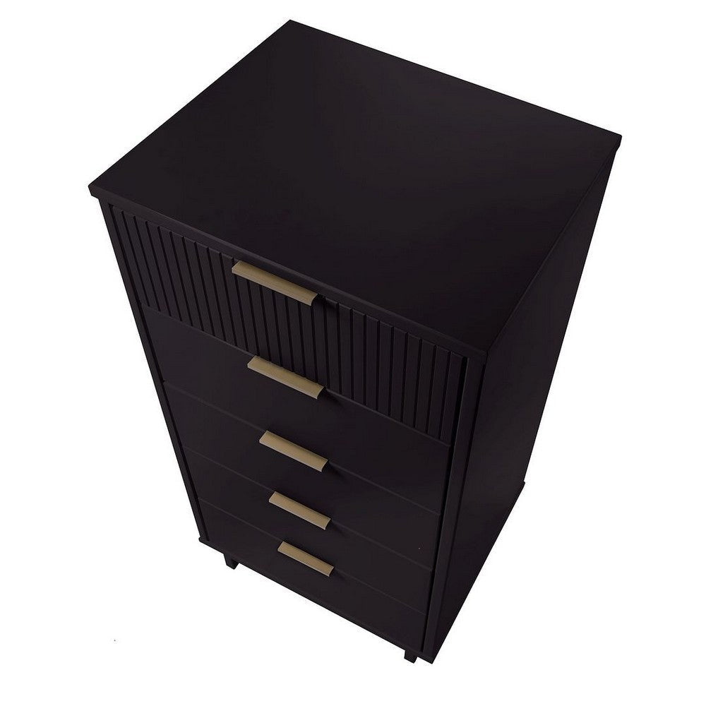 Granville Tall 23.62’’ Modern Narrow Dresser with 5 Full Extension Drawers in Black MHC-DR-5002
