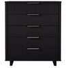 Granville Tall 23.62" Modern Narrow Dresser with 5 Full Extension Drawers in Black