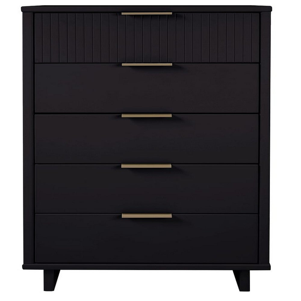 Granville Tall 23.62" Modern Narrow Dresser with 5 Full Extension Drawers in Black