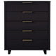 Granville Tall 23.62" Modern Narrow Dresser with 5 Full Extension Drawers in Black