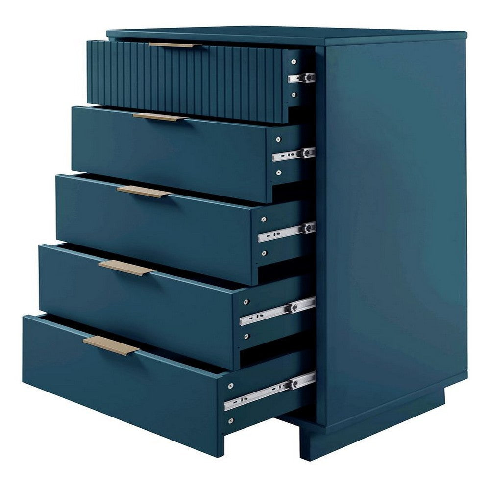 Granville Tall 23.62’’ Modern Narrow Dresser with 5 Full Extension Drawers in Midnight Blue MHC-DR-5004