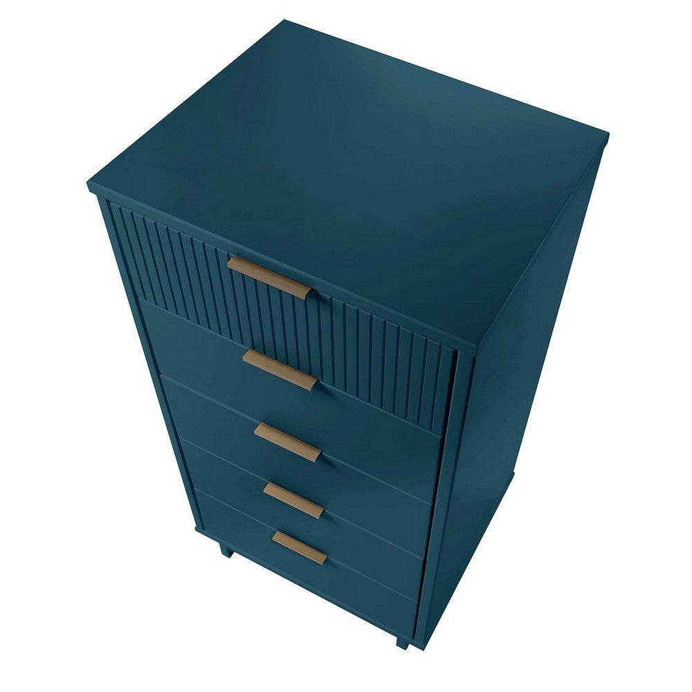 Granville Tall 23.62’’ Modern Narrow Dresser with 5 Full Extension Drawers in Midnight Blue MHC-DR-5004