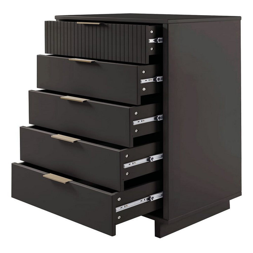 Granville Tall 23.62’’ Modern Narrow Dresser with 5 Full Extension Drawers in Dark Grey MHC-DR-5005