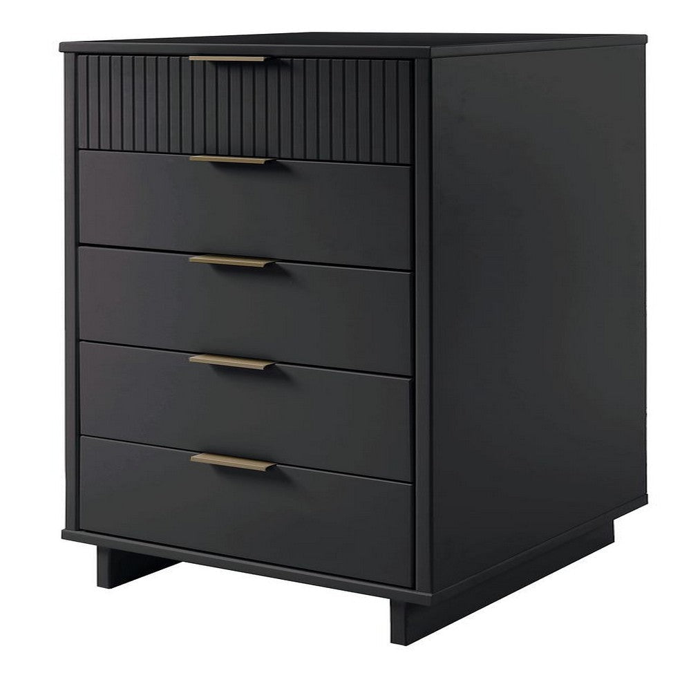 Granville Tall 23.62’’ Modern Narrow Dresser with 5 Full Extension Drawers in Dark Grey MHC-DR-5005