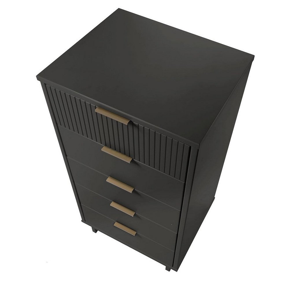 Granville Tall 23.62’’ Modern Narrow Dresser with 5 Full Extension Drawers in Dark Grey MHC-DR-5005