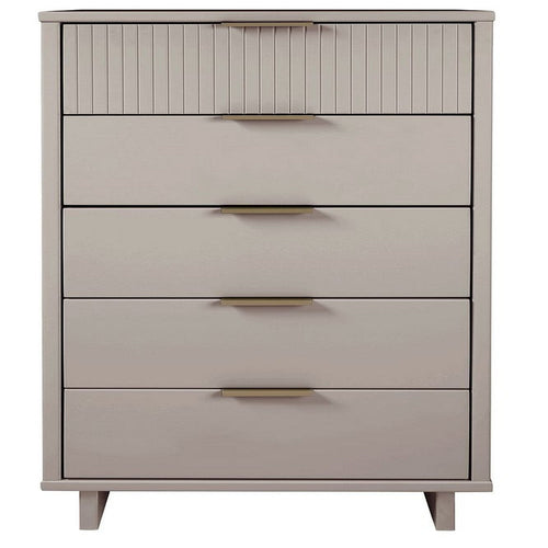 Granville Tall 23.62" Modern Narrow Dresser with 5 Full Extension Drawers in Light Grey