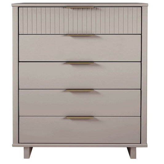 Granville Tall 23.62" Modern Narrow Dresser with 5 Full Extension Drawers in Light Grey