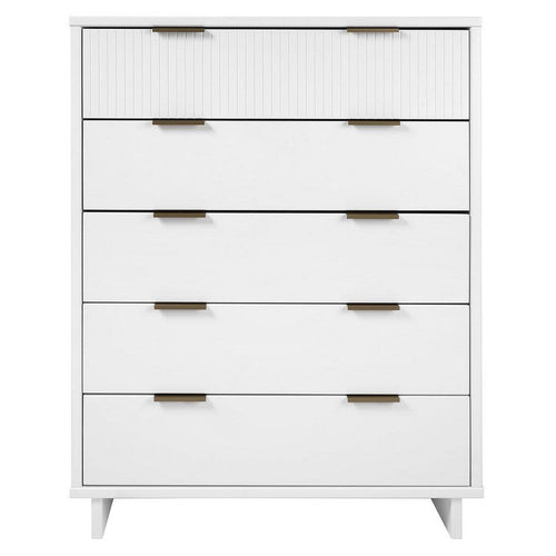 Granville 45.27" Modern Tall Dresser with 5 Full Extension Drawers in White