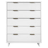 Granville 45.27" Modern Tall Dresser with 5 Full Extension Drawers in White