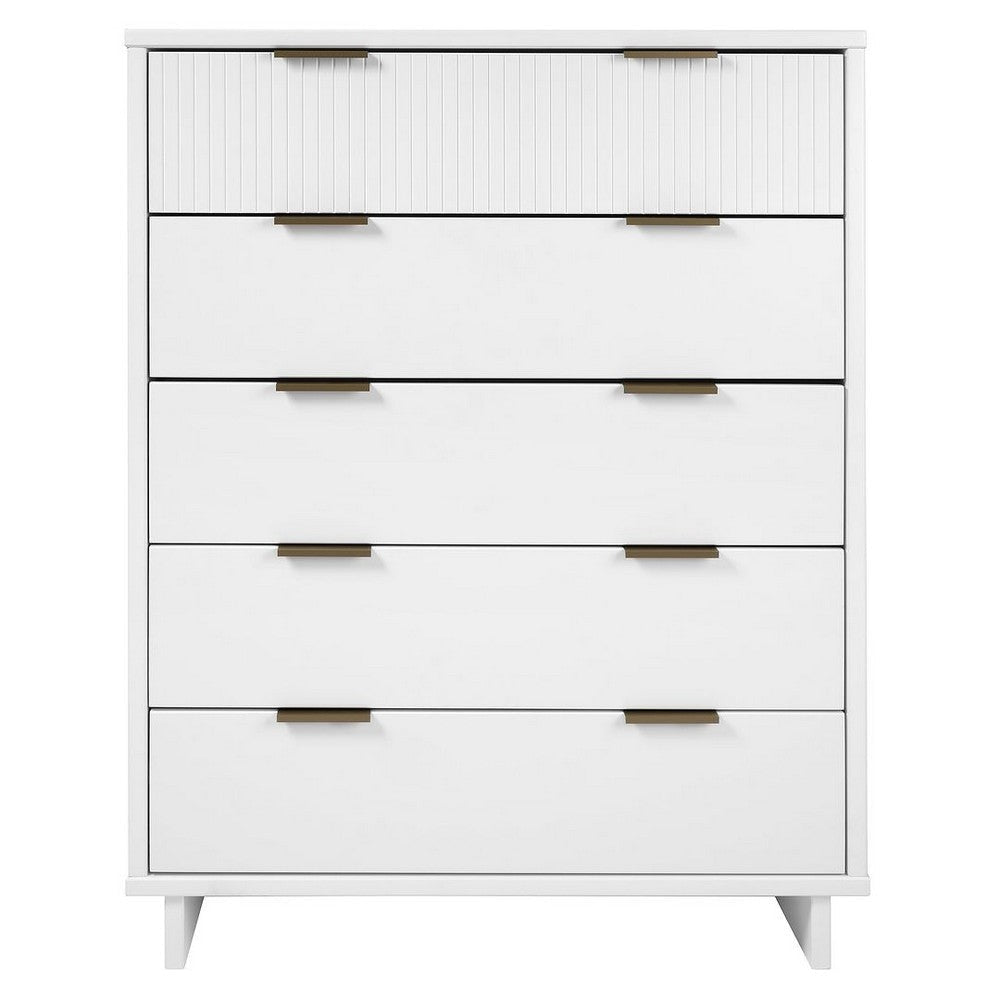 Granville 45.27" Modern Tall Dresser with 5 Full Extension Drawers in White