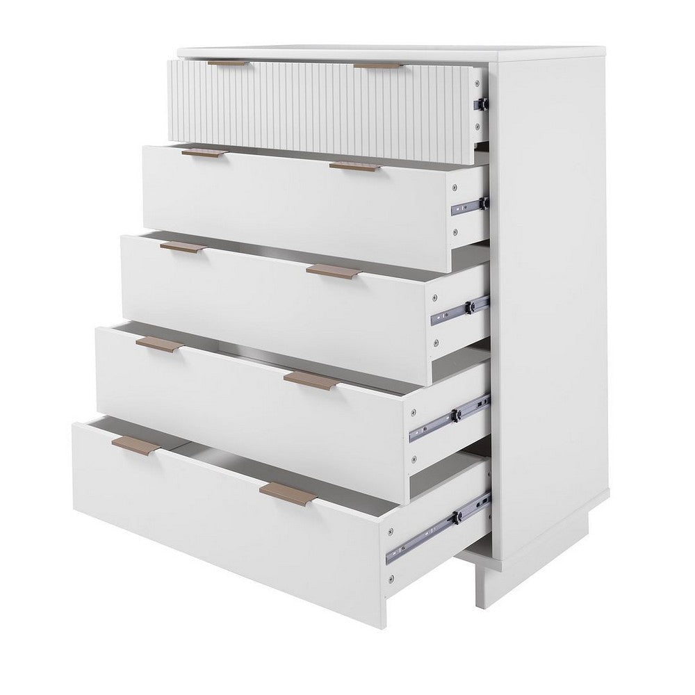 Granville 45.27’’ Modern Tall Dresser with 5 Full Extension Drawers in White MHC-DR-5021