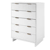 Granville 45.27’’ Modern Tall Dresser with 5 Full Extension Drawers in White MHC-DR-5021