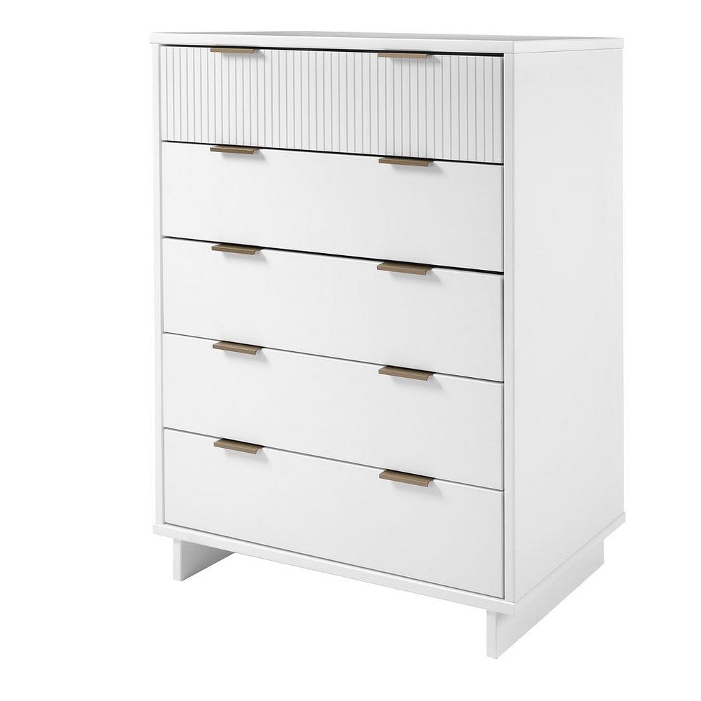 Granville 45.27’’ Modern Tall Dresser with 5 Full Extension Drawers in White MHC-DR-5021