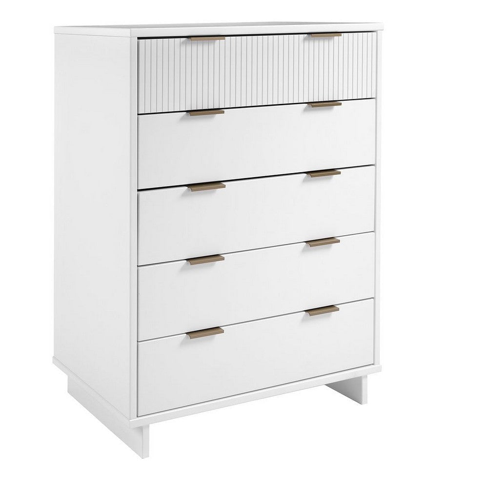 Granville 45.27’’ Modern Tall Dresser with 5 Full Extension Drawers in White MHC-DR-5021
