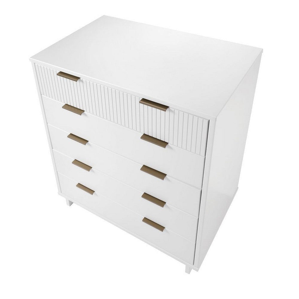 Granville 45.27’’ Modern Tall Dresser with 5 Full Extension Drawers in White MHC-DR-5021