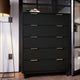 Granville 45.27’’ Modern Tall Dresser with 5 Full Extension Drawers in Black MHC-DR-5022