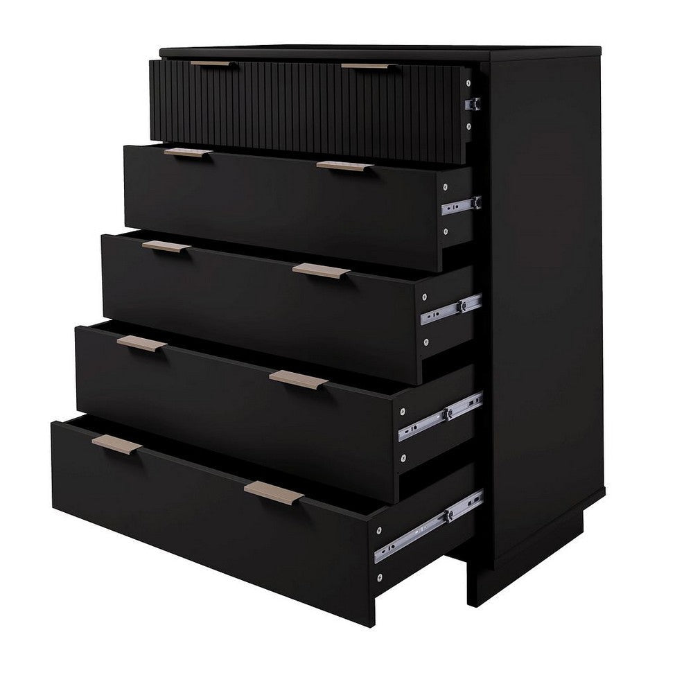 Granville 45.27’’ Modern Tall Dresser with 5 Full Extension Drawers in Black MHC-DR-5022