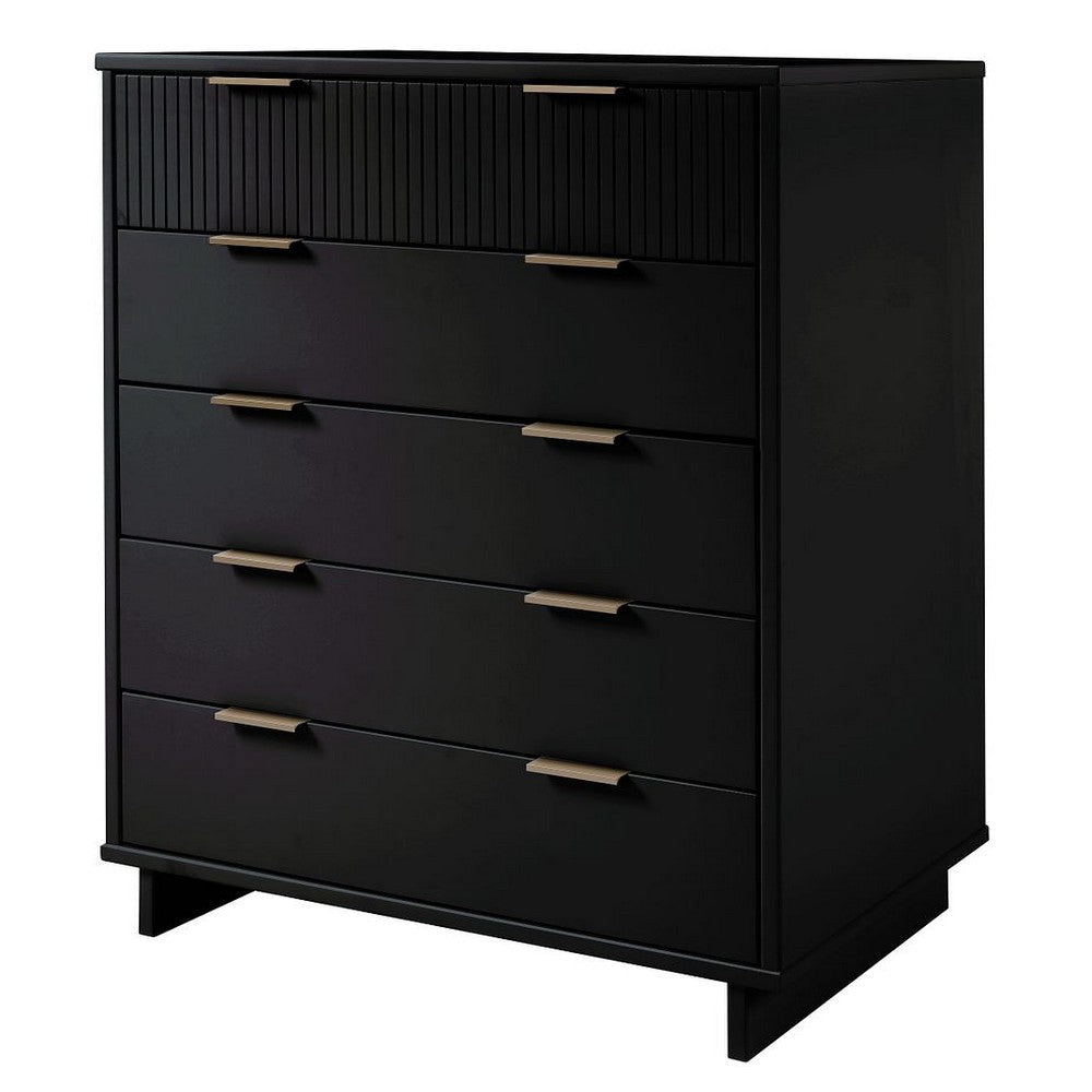 Granville 45.27’’ Modern Tall Dresser with 5 Full Extension Drawers in Black MHC-DR-5022