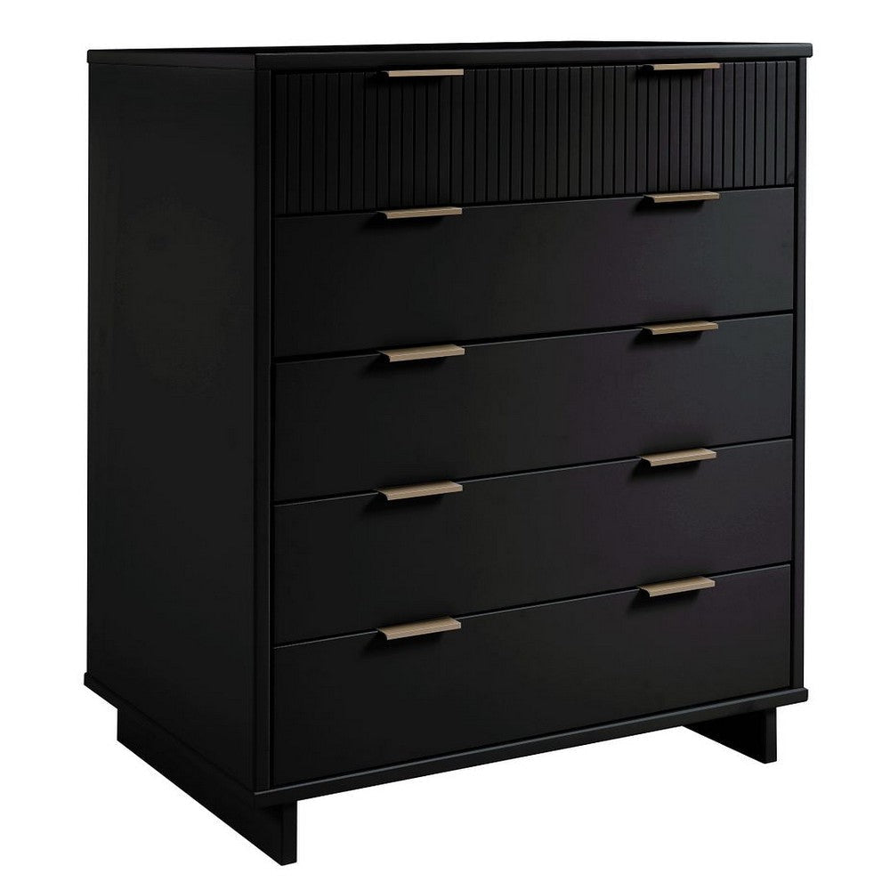 Granville 45.27’’ Modern Tall Dresser with 5 Full Extension Drawers in Black MHC-DR-5022