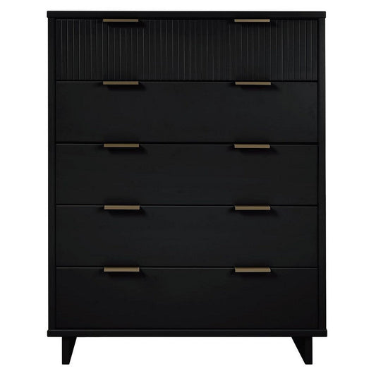 Granville 45.27" Modern Tall Dresser with 5 Full Extension Drawers in Black