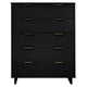 Granville 45.27" Modern Tall Dresser with 5 Full Extension Drawers in Black