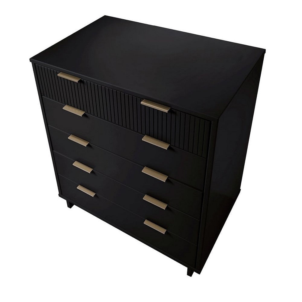 Granville 45.27’’ Modern Tall Dresser with 5 Full Extension Drawers in Black MHC-DR-5022