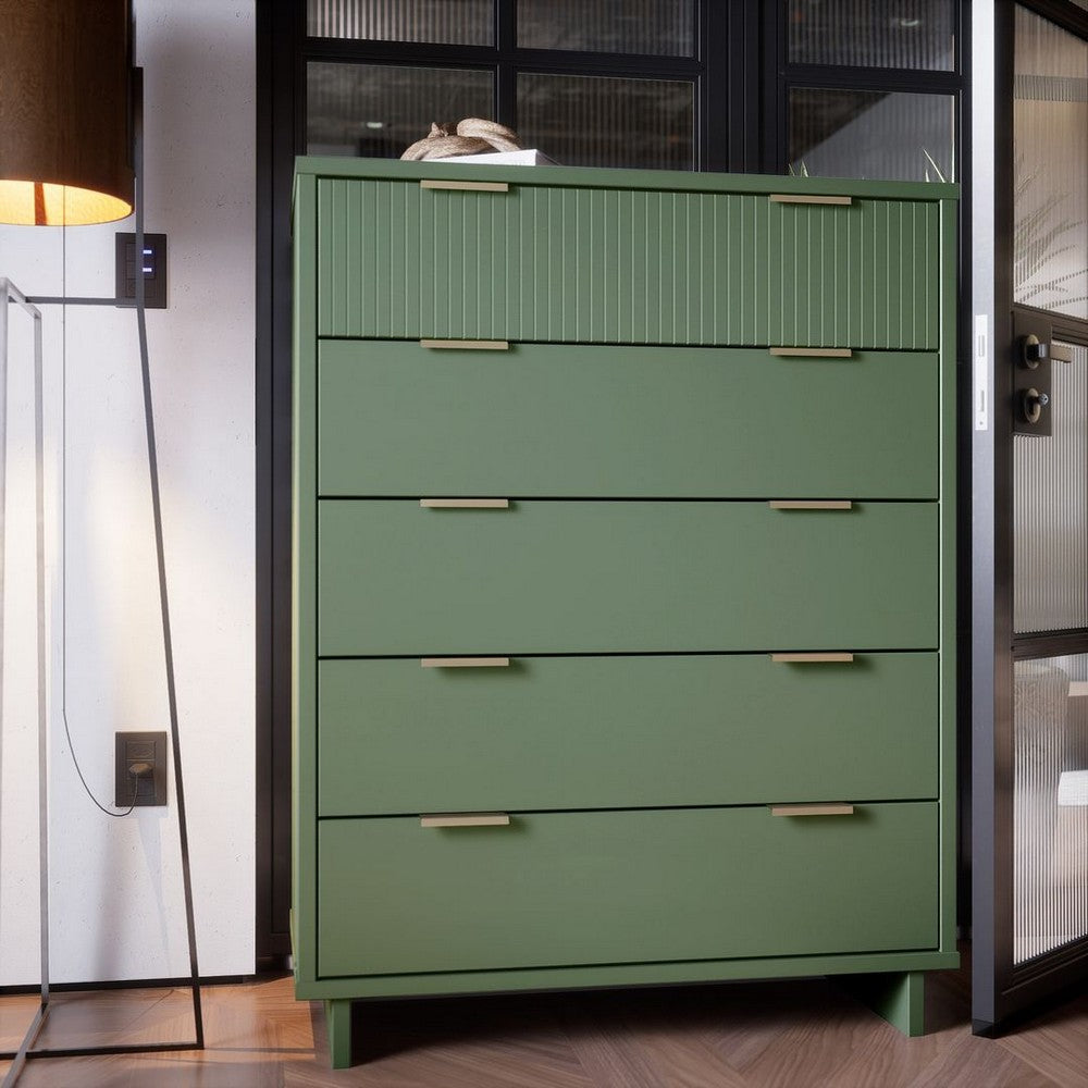 Granville 45.27’’ Modern Tall Dresser with 5 Full Extension Drawers in Sage Green MHC-DR-5023