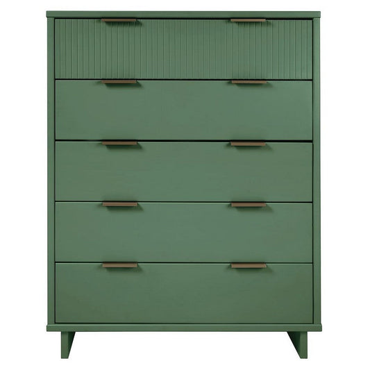 Granville 45.27" Modern Tall Dresser with 5 Full Extension Drawers in Sage Green
