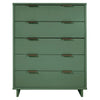 Granville 45.27" Modern Tall Dresser with 5 Full Extension Drawers in Sage Green