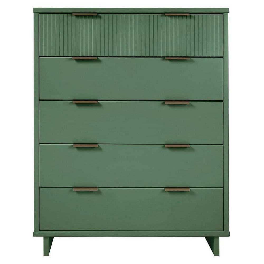 Granville 45.27" Modern Tall Dresser with 5 Full Extension Drawers in Sage Green