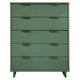 Granville 45.27" Modern Tall Dresser with 5 Full Extension Drawers in Sage Green
