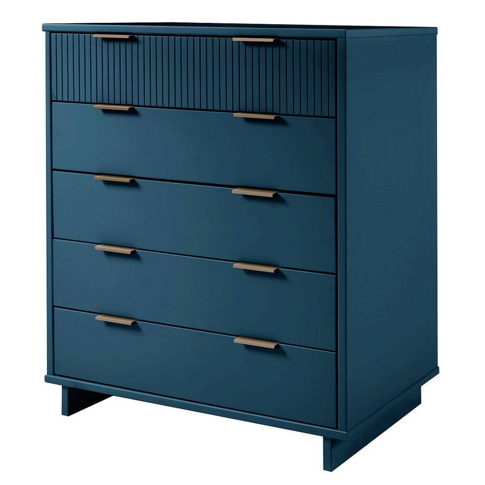 Granville 45.27’’ Modern Tall Dresser with 5 Full Extension Drawers in Midnight Blue MHC-DR-5024