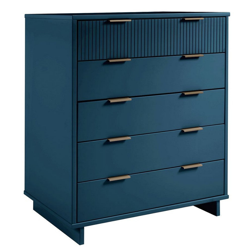Granville 45.27’’ Modern Tall Dresser with 5 Full Extension Drawers in Midnight Blue MHC-DR-5024