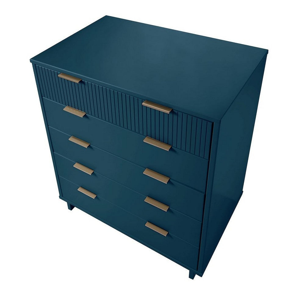 Granville 45.27’’ Modern Tall Dresser with 5 Full Extension Drawers in Midnight Blue MHC-DR-5024