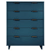 Granville 45.27" Modern Tall Dresser with 5 Full Extension Drawers in Midnight Blue