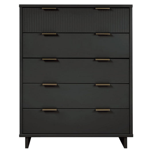 Granville 45.27" Modern Tall Dresser with 5 Full Extension Drawers in Dark Grey