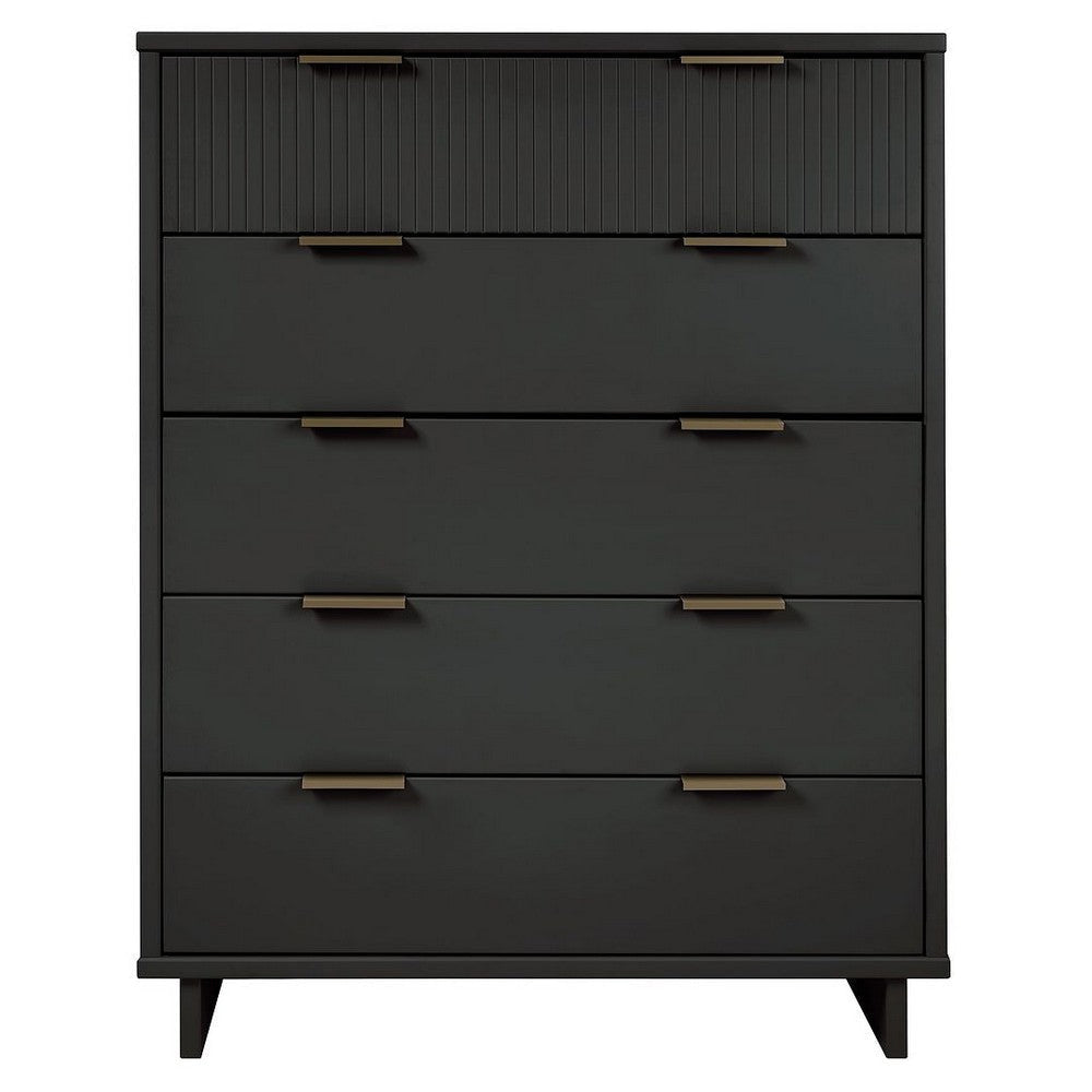 Granville 45.27" Modern Tall Dresser with 5 Full Extension Drawers in Dark Grey