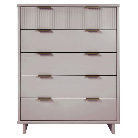 Granville 45.27" Modern Tall Dresser with 5 Full Extension Drawers in Light Grey