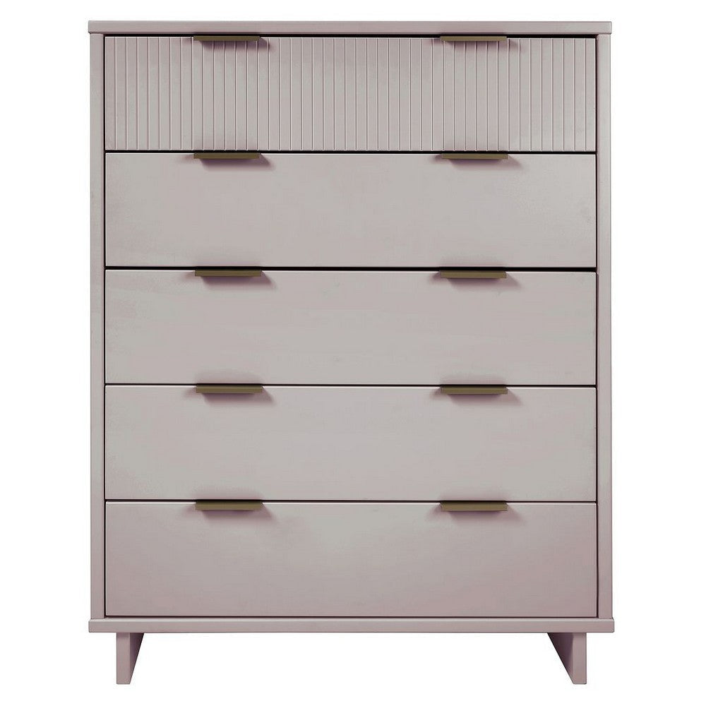 Granville 45.27" Modern Tall Dresser with 5 Full Extension Drawers in Light Grey