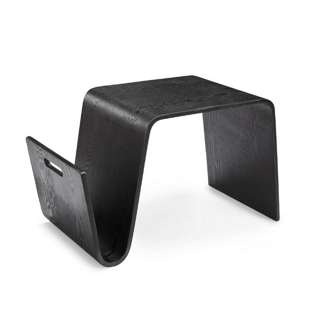 Brookside 25.6 in. Black Rectangle Plywood and Ash Veneer End Table