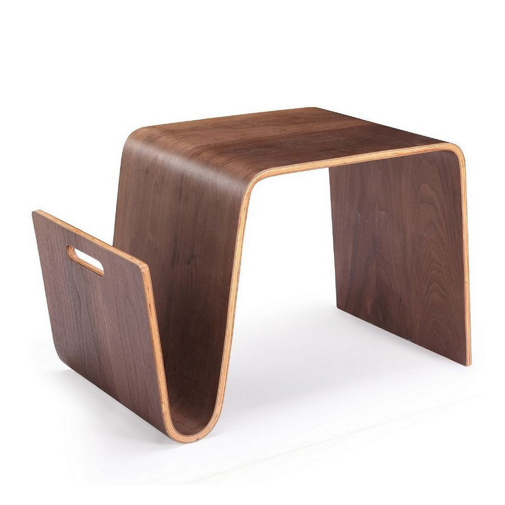Brookside 25.6 in. Walnut Rectangle Plywood and Ash Veneer End Table