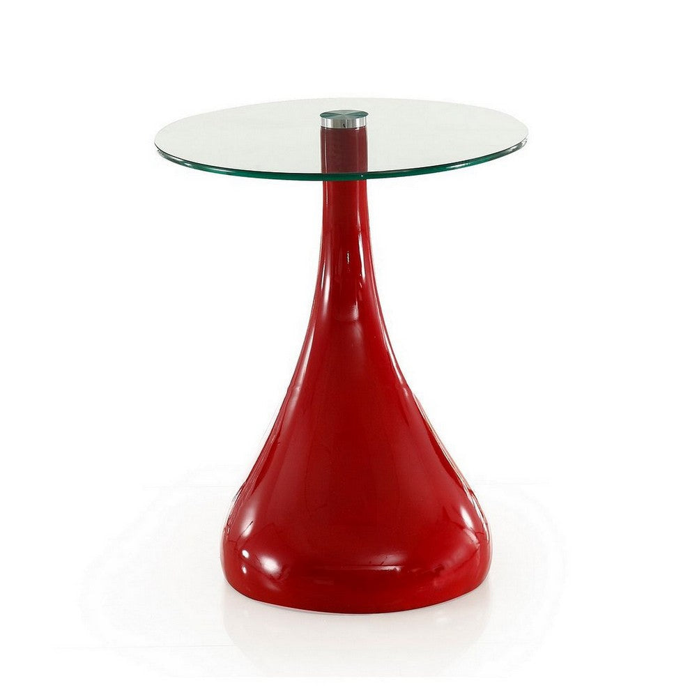 Lava 19.7 in. Red Glass Top Accent Table MHC-ET003-RD