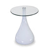 Lava 19.7 in. White Glass Top Accent Table MHC-ET003-WH