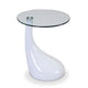 Lava 19.7 in. White Glass Top Accent Table