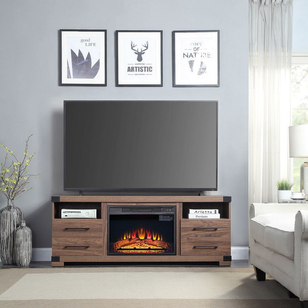 Richmond 60’’ Fireplace with 2 Drawers and 2 Shelves in Brown MHC-FP1-BR