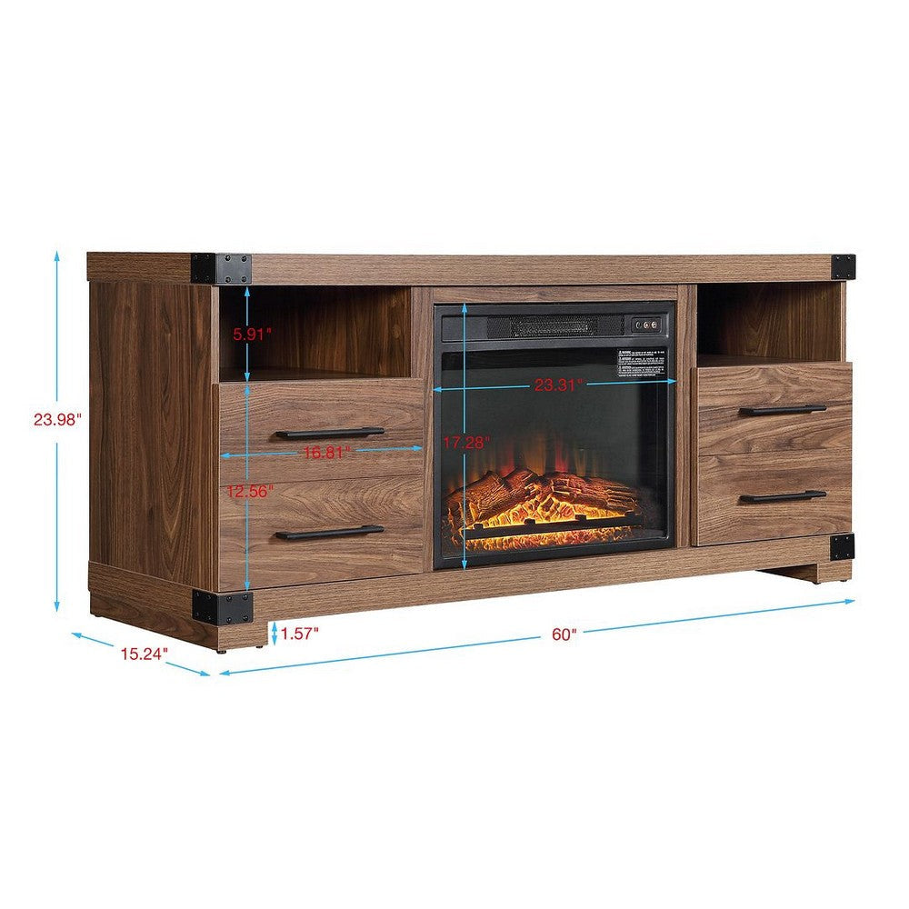 Richmond 60’’ Fireplace with 2 Drawers and 2 Shelves in Brown MHC-FP1-BR